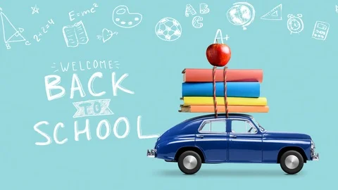 Back to school car animation Stock Footage 109044894