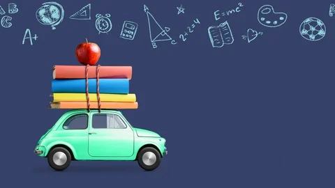 Back to school car animation Stock Footage 109200268