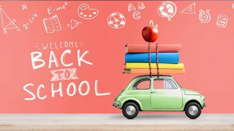 Back to school car animation Stock Footage 109200369