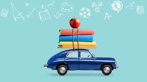 Back to school car animation Stock Footage 109200545