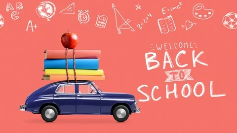 Back to school car animation Stock Footage 109200648