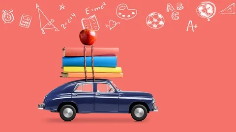 Back to school car animation Stock Footage 109200763