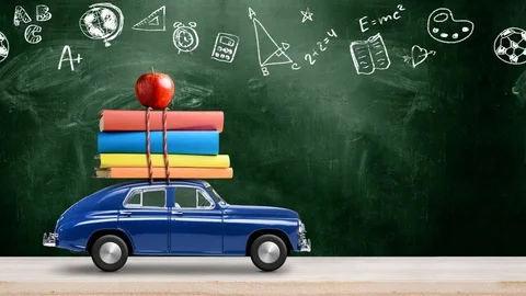 Back to school car animation Stock Footage 109460541