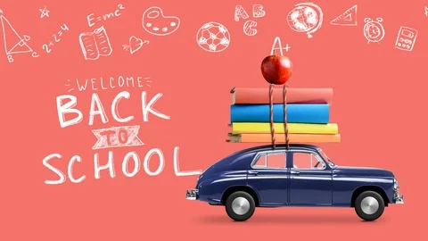 Back to school car animation Stock Footage 109460949