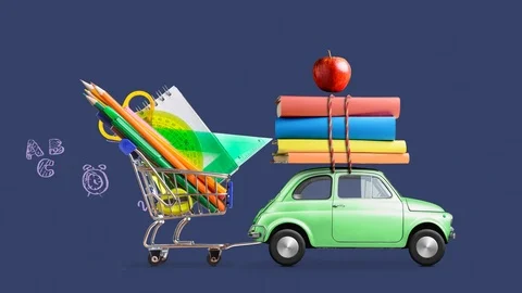 Back to school car animation Stock Footage 109614543