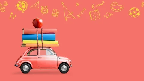 Back to school car animation Stock Footage 109614872