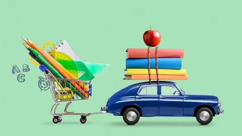 Back to school car animation Stock Footage 109615663