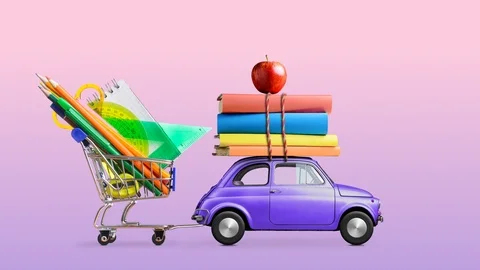 Back to school car animation Stock Footage 113749187