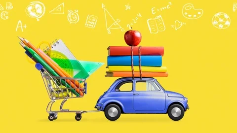 Back to school car animation Stock-Footage 113749220