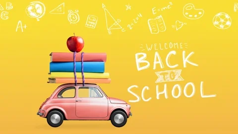 Back to school car animation Stock Footage 114307681