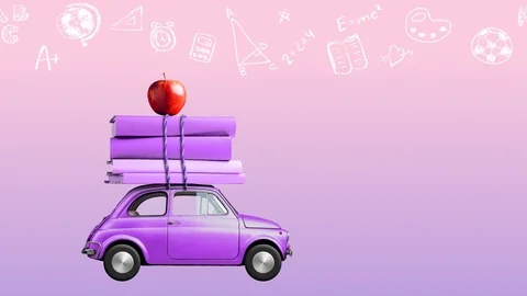 Back to school car animation Stock Footage 114307748