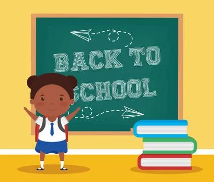 Back to school card with afro student girl Illustrazione stock