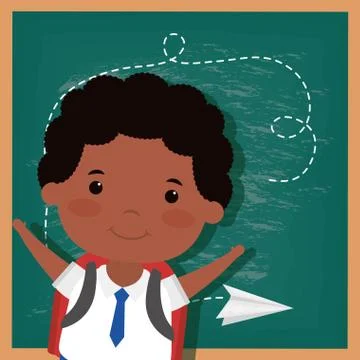 Back to school card with afro student boy Illustrazione stock