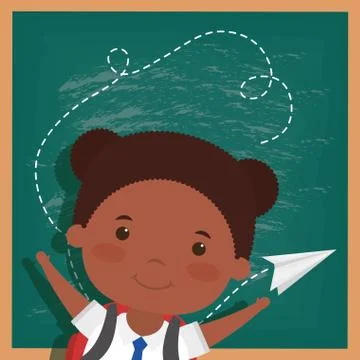Back to school card with afro student girl Illustrazione stock