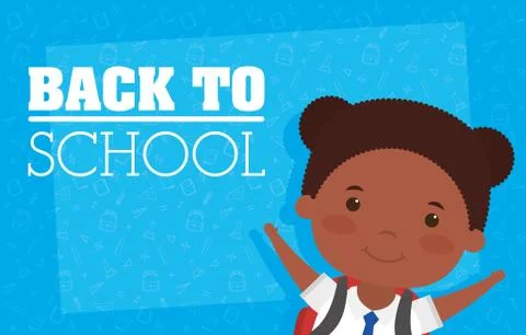 Back to school card with afro student girl Illustrazione stock