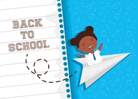 Back to school card with afro student girl 库存插图