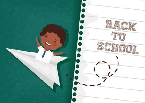 Back to school card with afro student boy Illustrazione stock