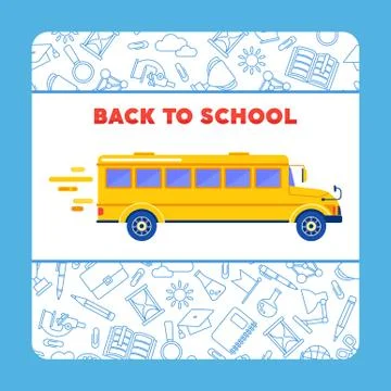 Back to school card bus Illustrazione stock