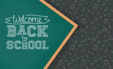 Back to school card with chalkboard 스톡 일러스트
