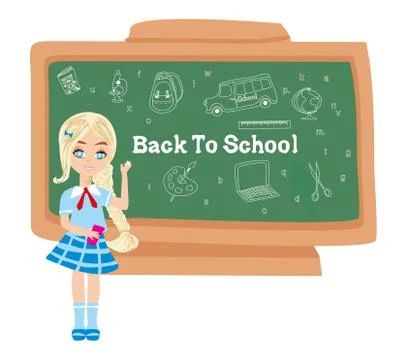 Back to school - card with a charming student Stock Illustration
