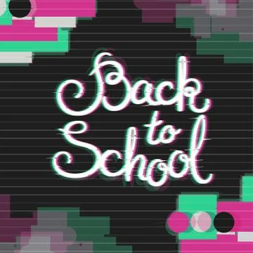 Back to School Card with Glitch Effect Stock Illustration
