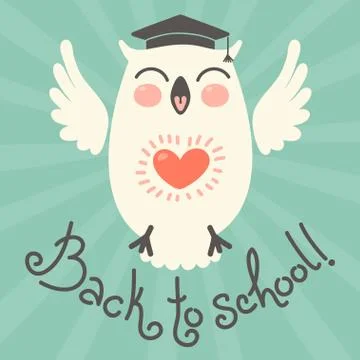 Back to school. Card with an owl. Stock Illustration