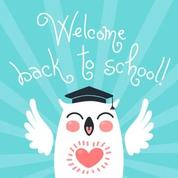 Back to school. Card with an owl. Stock Illustration