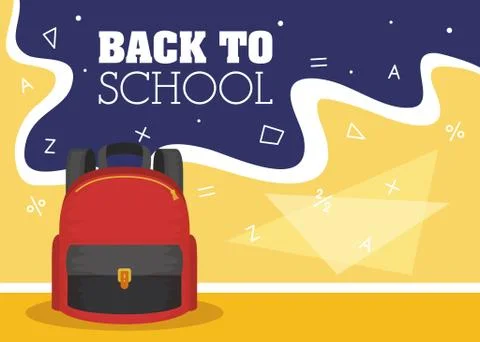 Back to school card with schoolbag 库存插图