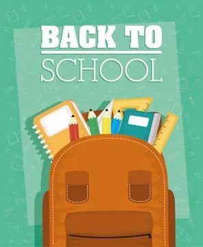 Back to school card with schoolbag 库存插图