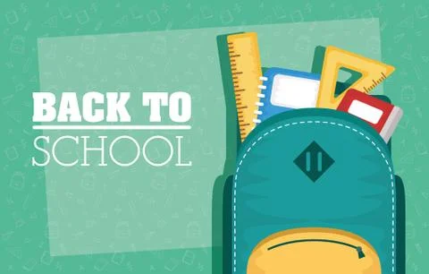 Back to school card with schoolbag Stock Illustration