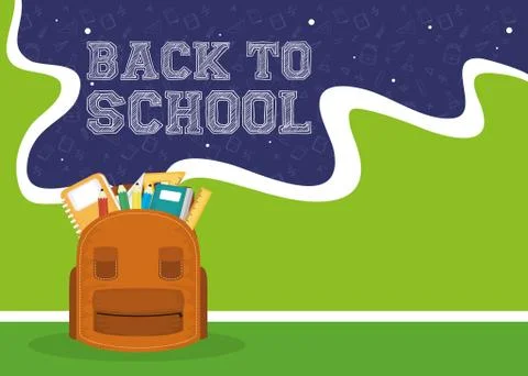 Back to school card with schoolbag 库存插图
