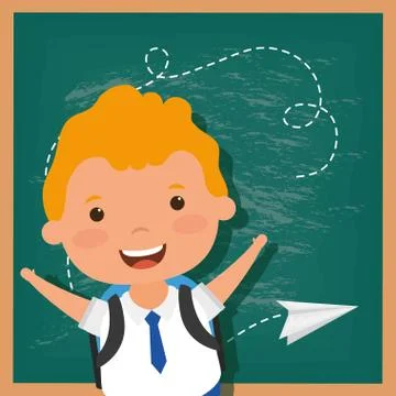 Back to school card with student boy 库存插图
