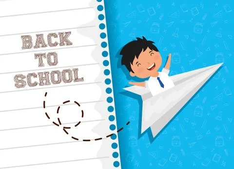 Back to school card with student boy 스톡 일러스트