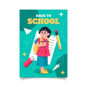 Back to school card template Stock Illustration