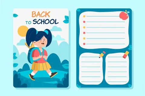 Back to school card template style Stock Illustration