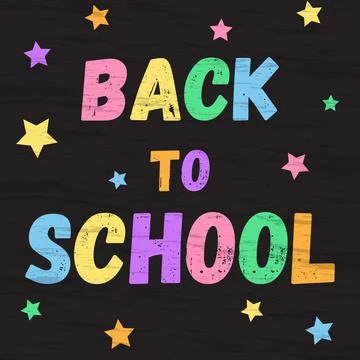 Back to school card, vector illustration. Creative inscription with stars on Stock Illustration