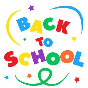 Back to school card, vector illustration. Creative inscription with colorful Stock Illustration
