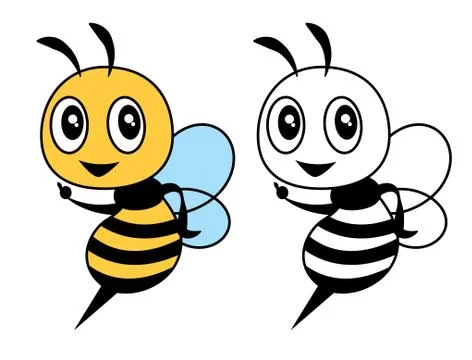 Back to school. Cartoon cute bee colouring tutorial for children. Stock-Illustration