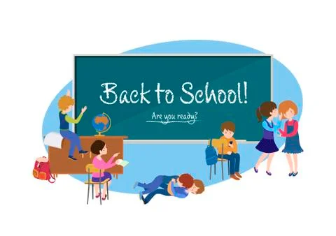 Back to school cartoon poster Stock Illustration