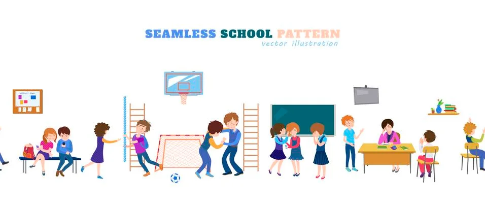 Back to school cartoon seamless pattern Stock Illustration