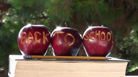 Back to school carved apples V3 - HD Stock Footage 5299145
