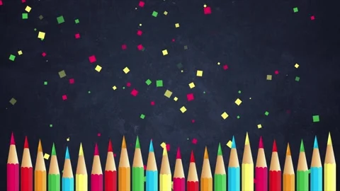 Back to School Celebration Background with Colorful Pencil Border Stock Footage 341378879