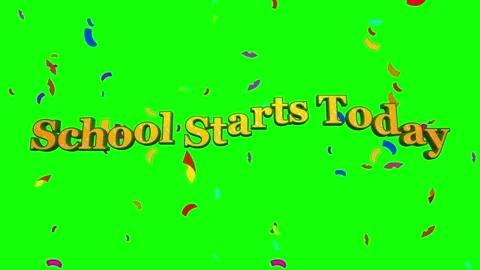 Back to school celebration with confetti and banner. First day of education Stock Footage 340250628