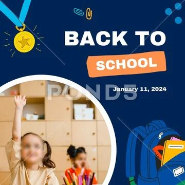 Back to school celebration with students and supplies PSD Template