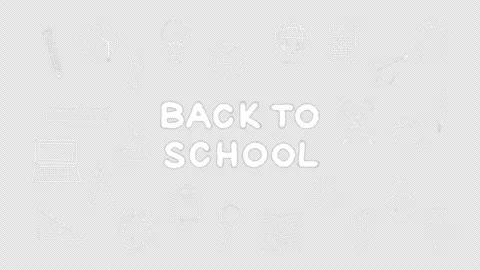 Back to School Chalk Doodle Icons Animation on Transparent Background with Alpha Stock Footage 342785634