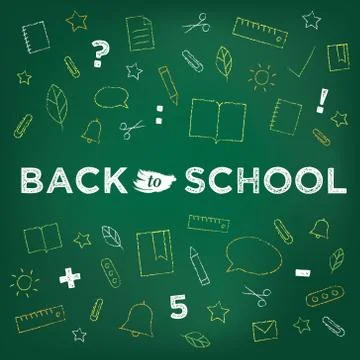 Back to school. Chalk drawing on blackboard Stock Illustration