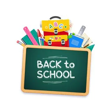 Back to School Chalkboard with Backpack Stock Illustration
