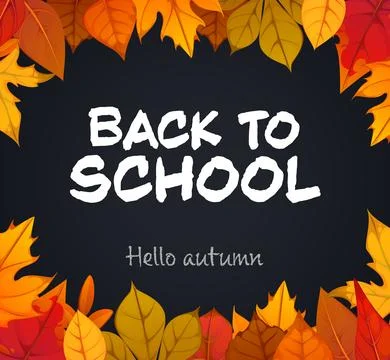 Back to school chalkboard banner with fall leaves Illustrazione stock