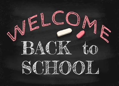 Back to school on the chalkboard. Illustrazione stock