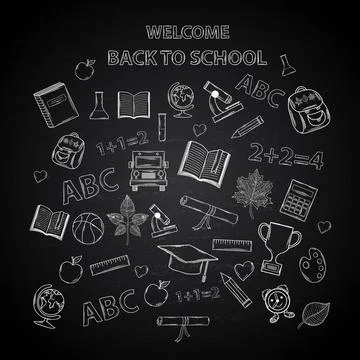 Back to school chalkboard sketch Back to school chalkboard sketch Educatio... Stock Photos